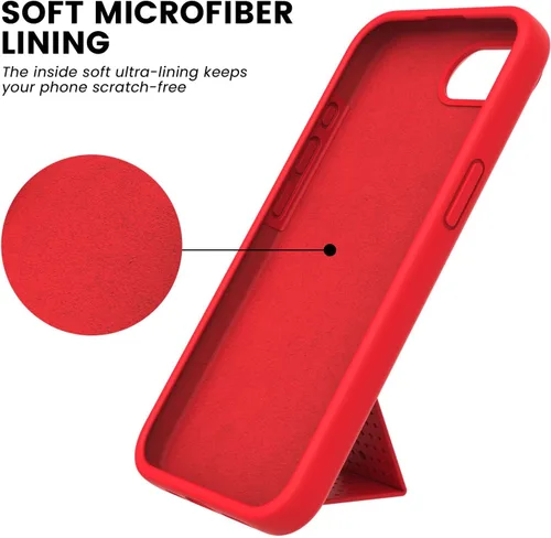 Vista 112 de Funda de silicona con soporte de LAUDTEC compatible con iPhone 7/8/SE, soporte de metal con soporte de pie vertical y horizontal, cubierta flexible