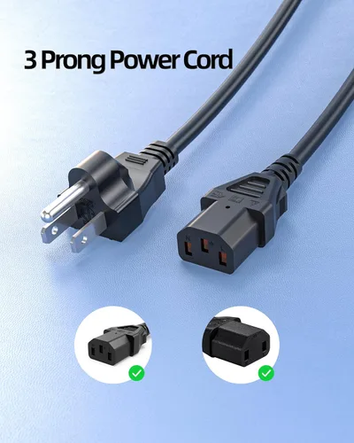 Vista 2 de Superer Cable de alimentación de CA de 3 clavijas compatible con Sony Playstation PS3 de primera generación (grasa), Xbox 360 de 1