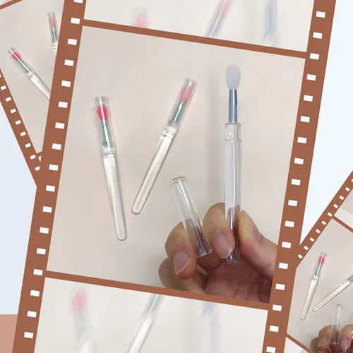 Vista 6 de Cepillo de labios de silicona, varita para brillo de labios, aplicador de lápiz labial con tapa para máscara de labios, crema de labios