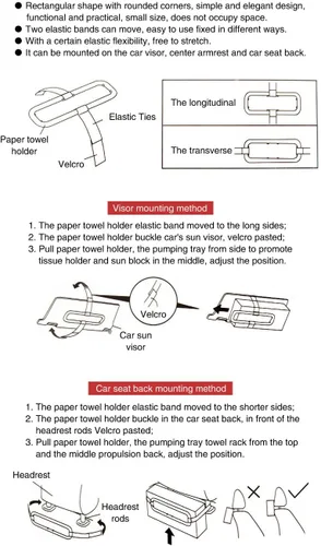 Vista 6 de Tianmei Auto Accessories - Soporte para caja de pañuelos para visera solar de automóvil, funda de caja de servilletas de papel, soporte de respaldo