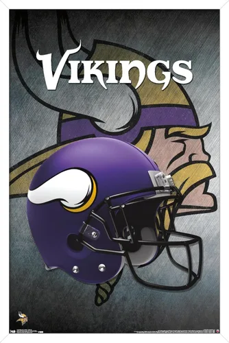 Vista 15 de Trends International NFL Minnesota VIkings - Póster de pared con casco 16, 14.725 x 22.375 pulgadas, versión enmarcada de madera de granero