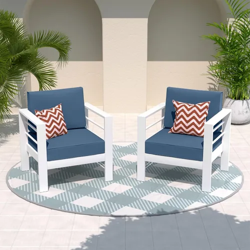 Vista 13 de Amopatio - Juego de muebles de aluminio para patio con cojines de olefina Gris oscuro/ Dorado