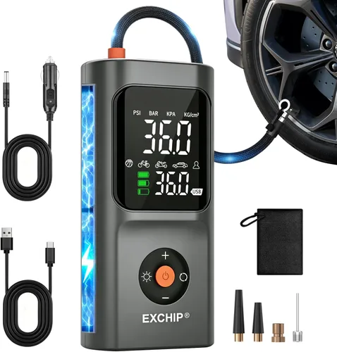 Inflador de neumáticos, compresor de aire portátil, bomba de aire de neumáticos de doble potencia para neumáticos de automóvil, recargable