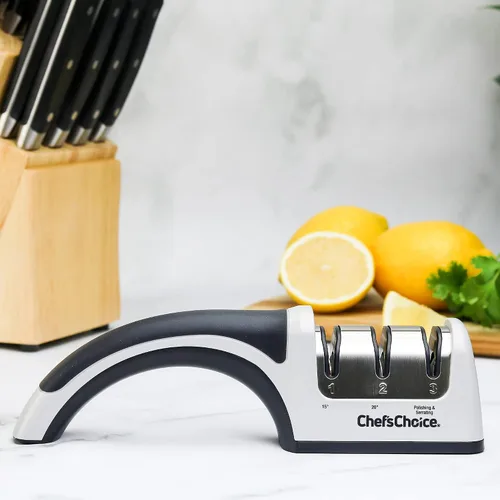Vista 4 de Chef'sChoice - Afiladores de cuchillos manuales para cuchillos de borde recto y dentado de 15 y 20 grados con abrasivos de diamante, control