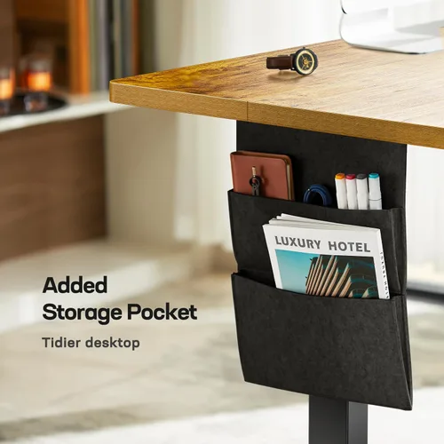 Vista 8 de Escritorios de pie Marsail de 55"x24" de altura ajustable para oficina en casa, escritorios eléctricos de pie con bolsa de almacenamiento