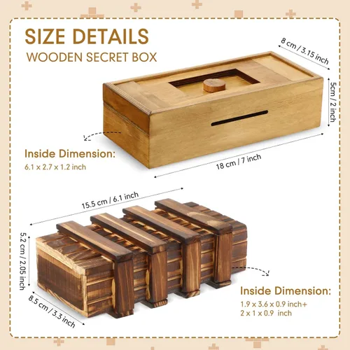 Vista 2 de Kasyat Caja de rompecabezas de madera de 2 piezas para adultos, caja de rompecabezas de dinero para regalo, tarjetas mágicas con compartimentos