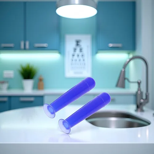 Vista 2 de 2 piezas de herramientas de extracción de inserción de lentes de contacto azules, prácticas lentes suaves de silicona pequeñas ventosas, fundas