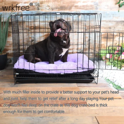 Vista 6 de Cama para perros de 24 x 18 pulgadas, color morado para perros pequeños, lavable, cómoda y esponjosa, para uso en interiores y exteriores de 24