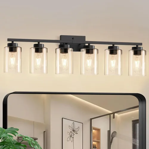 Vista 16 de IZORRO Moderna lámpara de baño, 3 luces doradas cepilladas, accesorios de iluminación de baño sobre espejo con vidrio transparente para sala