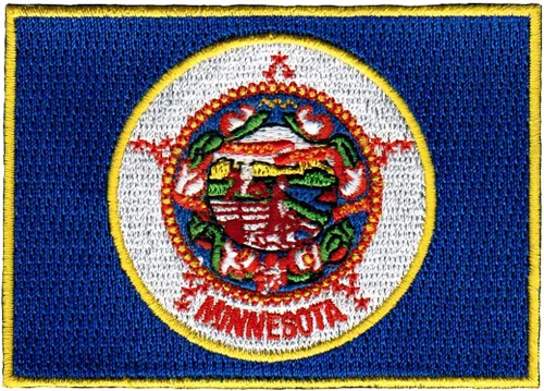 Vista 53 de Parche Bordado de la Bandera del Estado de Minnesota, Emblema MN, Planchado, Versión 2024