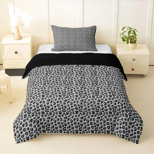 Vista 21 de Erosebridal Juego de edredón con estampado de guepardo, edredón de leopardo de cebra, juego de ropa de cama geométrico abstracto rojo y negro