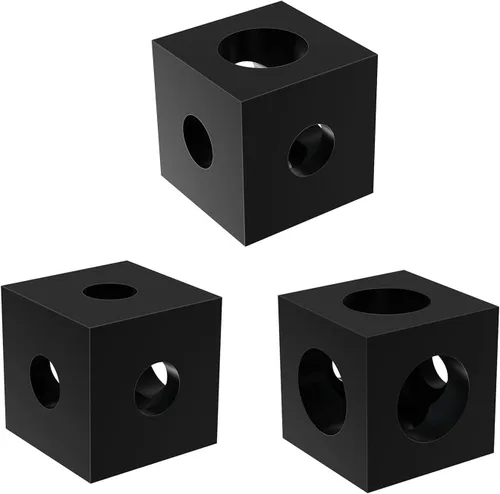 Vista 4 de Create idea 8 conectores de esquina de cubo de tres vías, cubos de soporte de esquina negros para todos los perfiles de extrusiones de aluminio