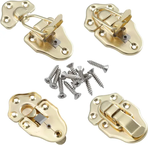 Vista 3 de HOME MASTER HARDWARE Paquete de 2 cierres de pico de pato con tornillos para caja de joyería, caja ordinaria, caja de madera, decoración de muebles
