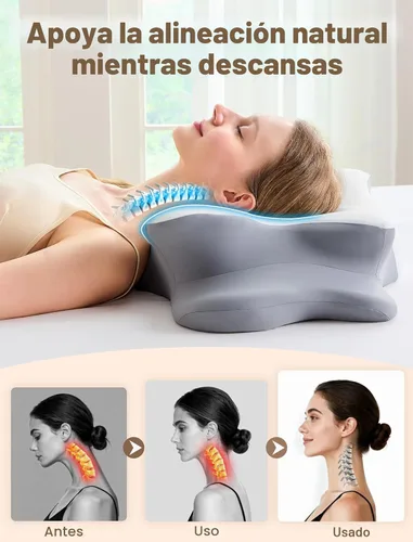 Vista 4 de Almohada cervical para el cuello para aliviar el dolor, almohada ergonómica de espuma viscoelástica para dormir de lado con contorno, almohada