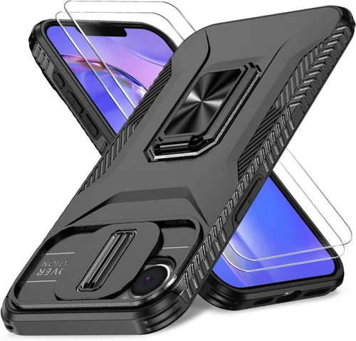 Vista 70 de Funda HakkTaoo para iPhone 13/iPhone 14 de 6.1 Pulgadas con Funda Deslizante para Cámara + Protector de Pantalla (2 Paquetes), Funda Protectora a