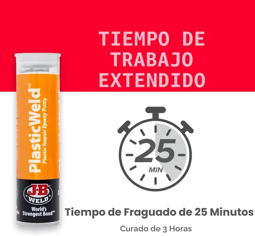 Vista 2 de J-B Weld PlasticWeld, masilla epoxi reparadora de plástico, 2 onzas, 2 onza, Blancuzco