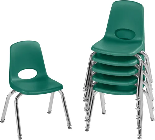 Vista 46 de Factory Direct Partners 10367-BL Silla escolar apilable de 16 pulgadas, asiento apilable para estudiantes con patas de acero cromado y rodamientos