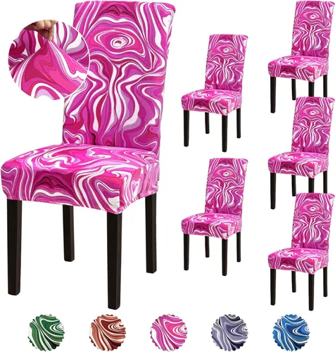 Vista 61 de Juego de 6 fundas elásticas para sillas de comedor, extraíbles y lavables, para sillas de comedor, hotel, ceremonia