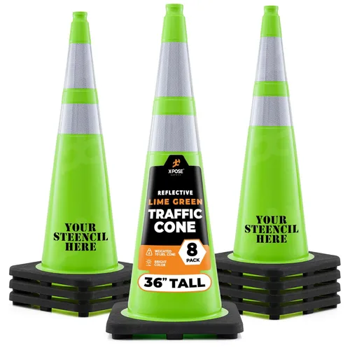 Vista 49 de Xpose Safety Conos de tráfico naranjas de 28 pulgadas con collares de 6 y 4 pulgadas, 1 paquete – Cono de seguridad de plástico PVC multiusos