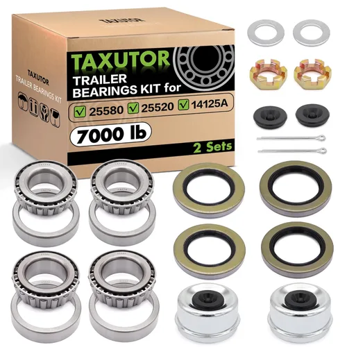 [2 juegos] Kit de rodamientos de cubo de remolque Taxutor para husillo #D42, se adapta a ejes tándem de 1.25 pulgadas y 1.75 pulgadas, 5200-6000