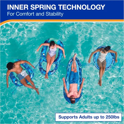 Vista 6 de Swimways Elite Spring Float Hamaca Tumbona de piscina, flotadores inflables de piscina para adultos con inflado rápido, hamaca de piscina