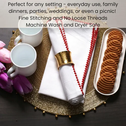 Vista 7 de Cotton Clinic Servilletas de tela con ribete – Servilletas de mesa de uso diario – Suaves y duraderas lavables – Ideal para cenas, bodas, Navidad