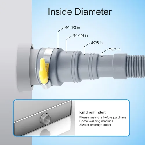 Vista 5 de Manguera de drenaje para lavadora, extensión de manguera de drenaje de 3.2 pies, manguera de drenaje flexible para lavadora, kits de extensión