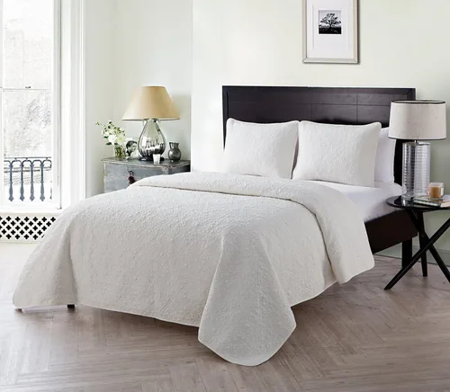 Vista 9 de VCNY Home Edredón para cama individual – Edredón individual alternativo de 2 piezas, colcha floral con funda (Caroline, ropa de cama gris)