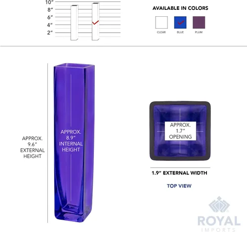 Vista 5 de Royal Imports jarrón decorativo de vidrio. Sirve como centro de mesa para el hogar o para bodas., Azul (Cobalt Blue)