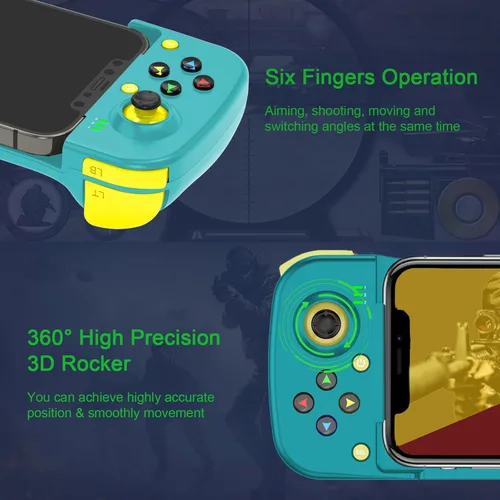 Vista 5 de Controlador de juego móvil Gamepad para iPhone iOS Android PC funciona con iPhone131211X, iPad, Samsung Galaxy, Motorola, TCL, tableta, Apex