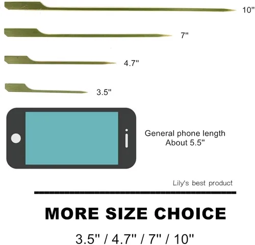 Vista 4 de HOPELF Palillos de bambú de 3.5 pulgadas para cócteles, aperitivos, frutas, sándwiches, barbacoas. Púas de madera, más opciones de tamaño de 3.5