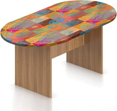 Vista 17 de XISUNYA Mantel ajustable ovalado, con ruedas de madera de granero, de poliéster elástico, para puerta de granero de madera, diseño vintage