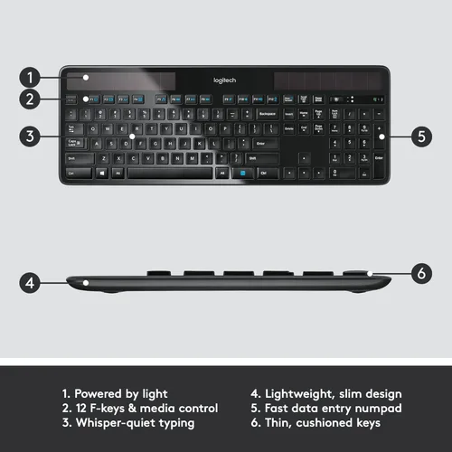 Vista 6 de Teclado solar inalámbrico K750, de Logitech , Negro talla única