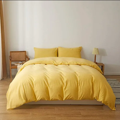 Vista 4 de 1 funda de edredón de 800 hilos, 1 pieza con cierre de botón y lazos en las esquinas y 2 fundas de almohada, juego de funda de edredón refrescante