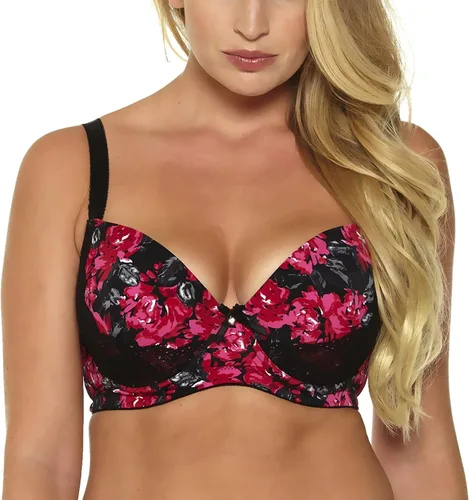 Mierside - Brasier sexy para mujer, talla grande, diseño con estampado,color rojo y morado