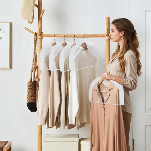 Vista 2 de Kntiwiwo Fundas de hombro para colgar ropa (juego de 10) cubiertas de polvo transpirables para prendas de vestir cubiertas protectoras de ropa