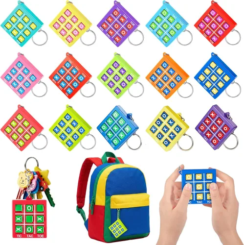 Vista 13 de Hicarer Llavero de juego de 8 piezas de Tic Tac Toe para niños de 4 a 8 a Ret