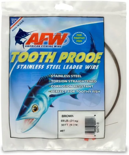 Vista 12 de AFW Alambre Líder Duro de Una Hebra de Acero Inoxidable a Prueba de Dientes - Brillante y Camuflaje para Tiburón, Barracuda, Caballa Real, Wahoo