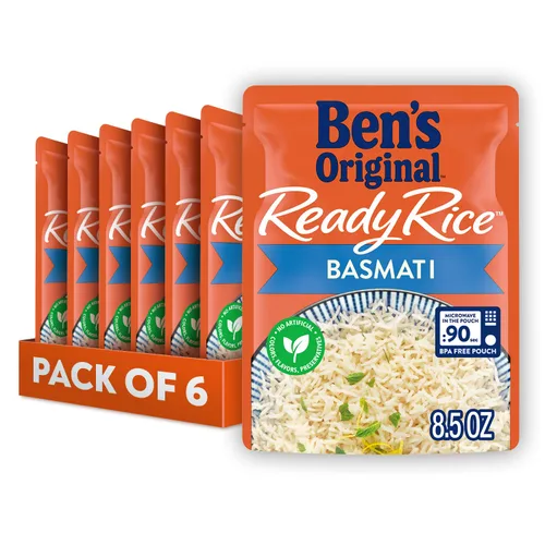 BEN'S ORIGINAL Arroz Basmati Listo, Guarnición Fácil, Bolsa de 8.5 oz (Paquete de 6)