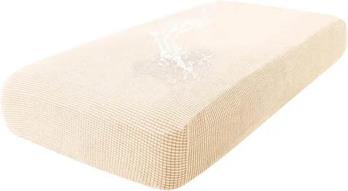 Vista 78 de hyha - Fundas de cojín impermeables para sofá modular, fundas de cojín de sofá en forma de L, tela jacquard gruesa, funda de diván con parte Beige