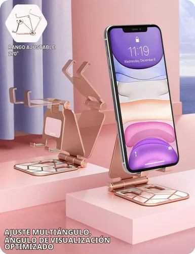 Vista 5 de i-Blason Soporte de teléfono celular para escritorio, soporte para teléfono celular, se adapta a todos los teléfonos inteligentes, iPhone 16, 15 Azul