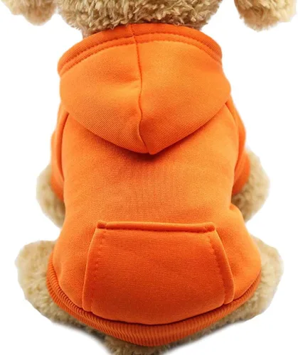 Vista 17 de Jecikelon Sudadera con Capucha de Invierno para Perro con Bolsillos Ropa Cálida para Perros Pequeños Abrigo Chihuahua Ropa para Cachorro Gato Naranja