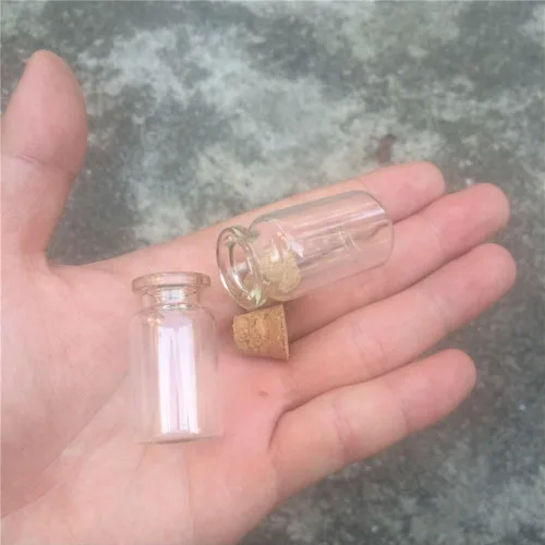 Vista 4 de Botella de vidrio transparente transparente de 0.2 fl oz con tapón de corcho, frascos pequeños, frascos, envases, botella de deseos, 0.866 x 1.575 x