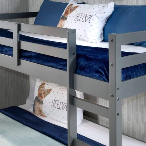 Vista 4 de Harper & Bright Designs Litera para niños de tamaño individual sobre individual, marco de cama individual de madera con escalera y barandillas