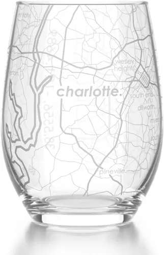 Vista 34 de Well Told Copa de vino sin tallo grabada con mapa de Houston, Texas, vidrio grabado (4 dl, transparente) Regalos personalizados de la ciudad