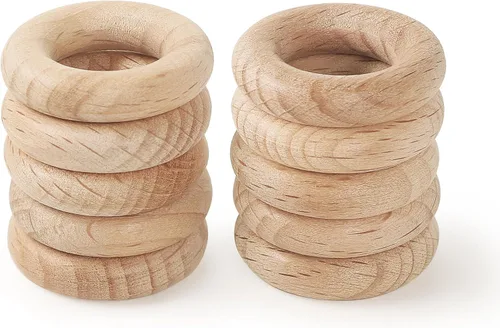 Vista 16 de FoDau770 5 anillos de madera de haya natural, anillos de madera maciza sin terminar, círculos de madera resistente, círculos de macramé