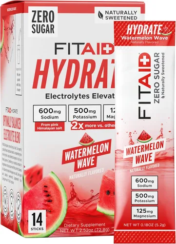 Vista 4 de FITAID Hydrate Clean Mezcla de Electrolitos, Sin Azúcar, Proporciones de Electrolitos Equilibradas: 600mg Sodio, 500mg Potasio, 125mg Magnesio