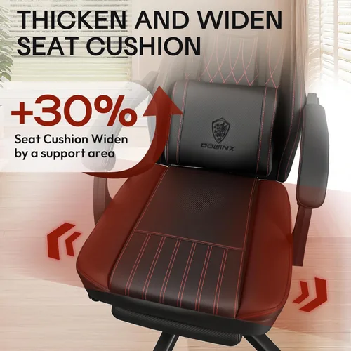 Vista 5 de Dowinx Silla de Juegos de Cuero PU Transpirable para Jugadores con Reposapiés, Soporte Lumbar de Masaje, Silla de Computadora Reclinable Ergonómica