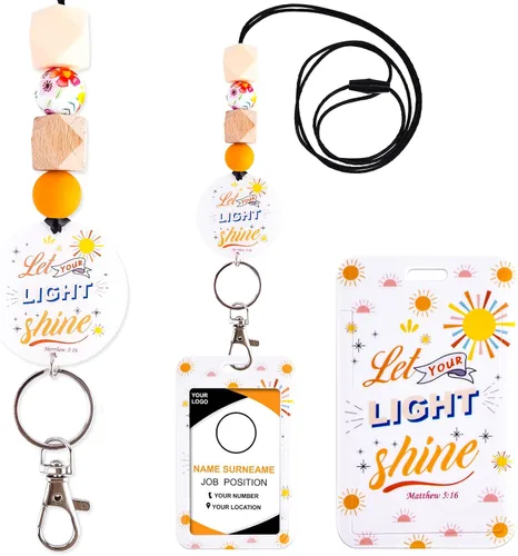 Vista 12 de Cordones para profesores de identificación - Accesorios de llavero con cuentas de silicona boho separables y lindo arcoíris, soporte