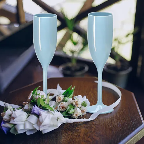 Vista 6 de XUWAIDSGN Copas de champán acrílicas, copas para brindar irrompibles, bar de mimosa, copas de vino reutilizables, copas de champán vintage